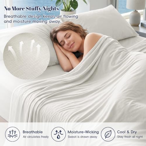 Image of PHF Cooling Blanket Queen Size 90 inchx90 inch, Double-Sided Cooling for Hot Sleepers (Q-Max 0.46+), Lightweight Breathable Summer Blanket for Night Sweats with Rayon Derived from Bamboo, Light Grey