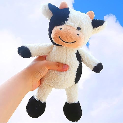 Miniatura 6 de NatureMan Muñeca de vaca de peluche suave de simulación para niños y niñas gran regalo de cumpleaños de 9 pulgadas