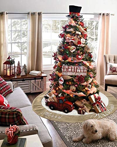 Aiseno 48 Inch Christmas Tree Skirt White Thick Luxury Quilted Cotton With Burlap Decoration For Merry Christmas Party Christmas Tree Skirt Decorations thumb #4