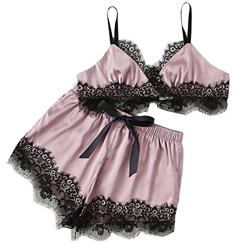 Lingerie sexy dentelle rose XL avec soutien-gorge et G-string