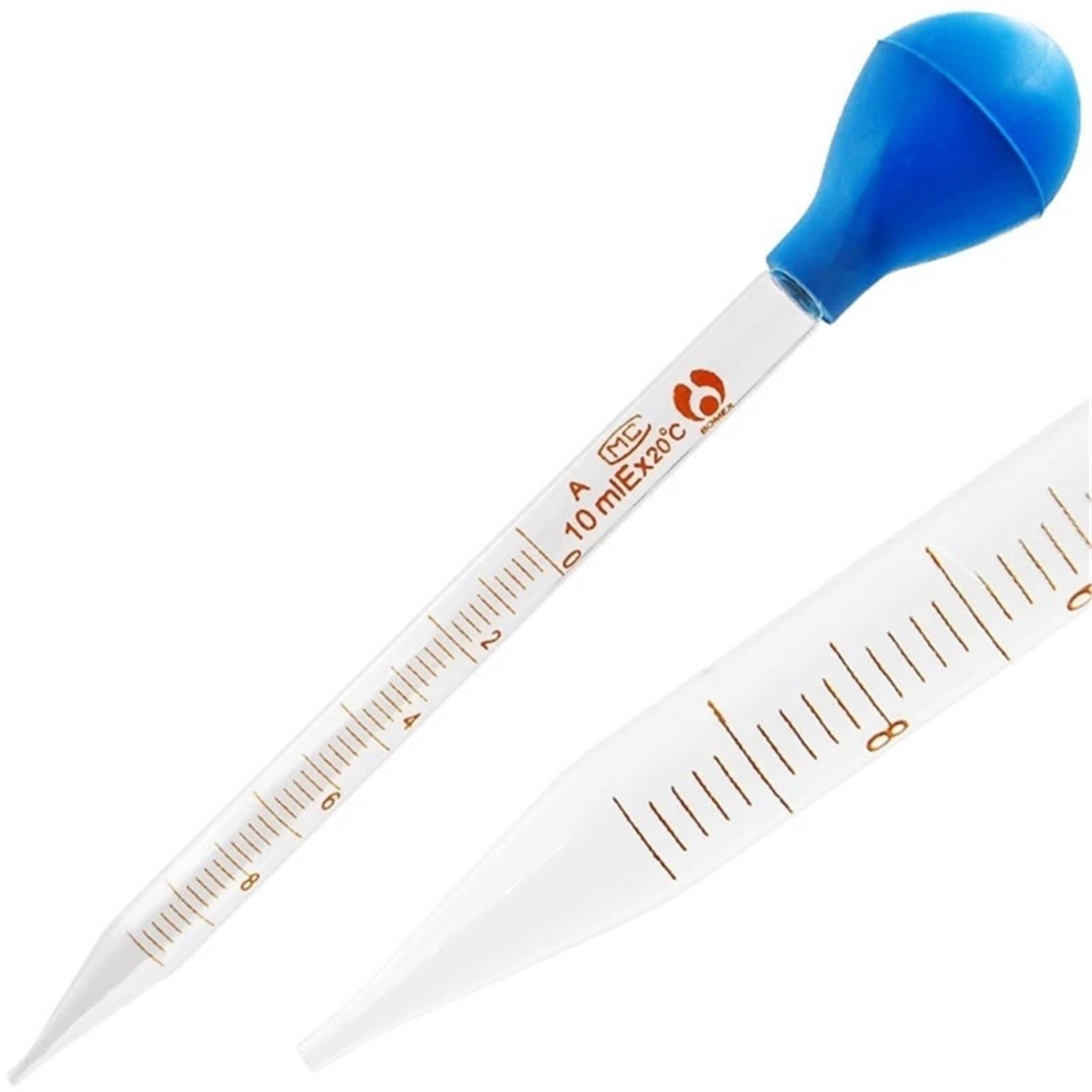 20 unids/lote de vidrio de laboratorio, gotero de vidrio de pipeta de 10mL con tapa de goma, pipetas graduadas, equipo de medición de laboratorio