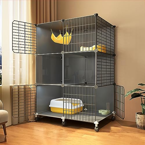 Parc pour animaux de compagnie intérieur : grande cage chat pliable 75 cm