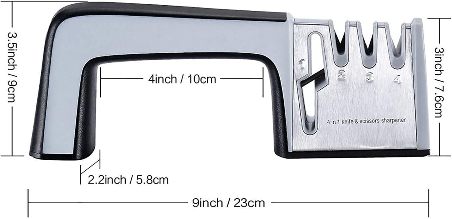 afilador de cuchillas, afiladores manuales, afiladores de cuchillos manuales, afilador de cuchillos de cocina, afiladores de tijera Kit de afilado de cuchillos manual, 4 en 1 con revestimiento de diam