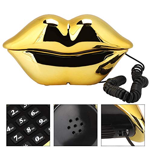 Teléfono de sobremesa con cable labios dorados miniatura 7