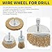 WENORA 5 Pcs Wire Brush for Drill Set, Brass Wire Wheel for Drill, 1/4 Inch Hex Shank, Wire Brushes for Cleaning Rust for Drill