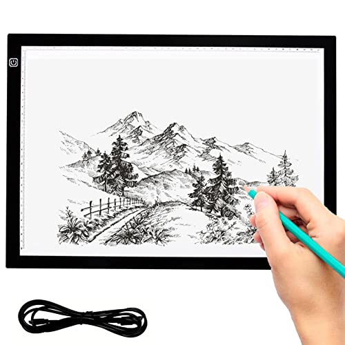 JANRON Mesa de Luz Dibujo A4, Drawing Pad Ultra Delgada, Portátil Tableta de Luz de Iluminación de la Caja de Alimentación con USB Recargable para Animacion Tatoo Dibuja Cover