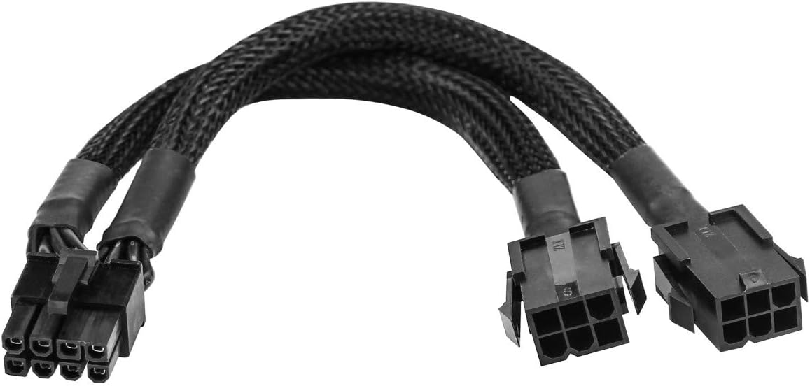 Dual 6 Pin Female to 8 Pin Male, GPU Power Adapter Cable 7.8inch Braided Sleeved, GPU Video Graphics Card Power Cable Connector