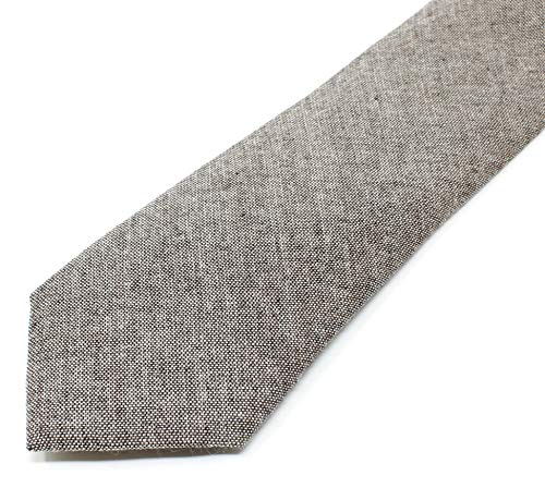 Image of Men's Chambray Cotton Skinny Necktie Tie Textured Distressed Style - 2.5 inch Width