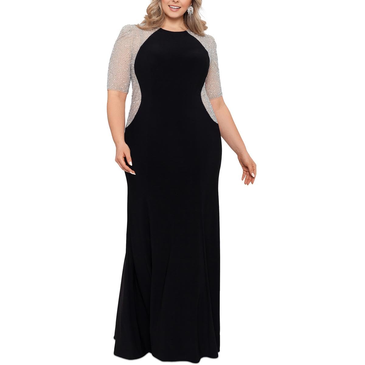 XscapeWomens Plus Rhinestone Embellished Evening Dress