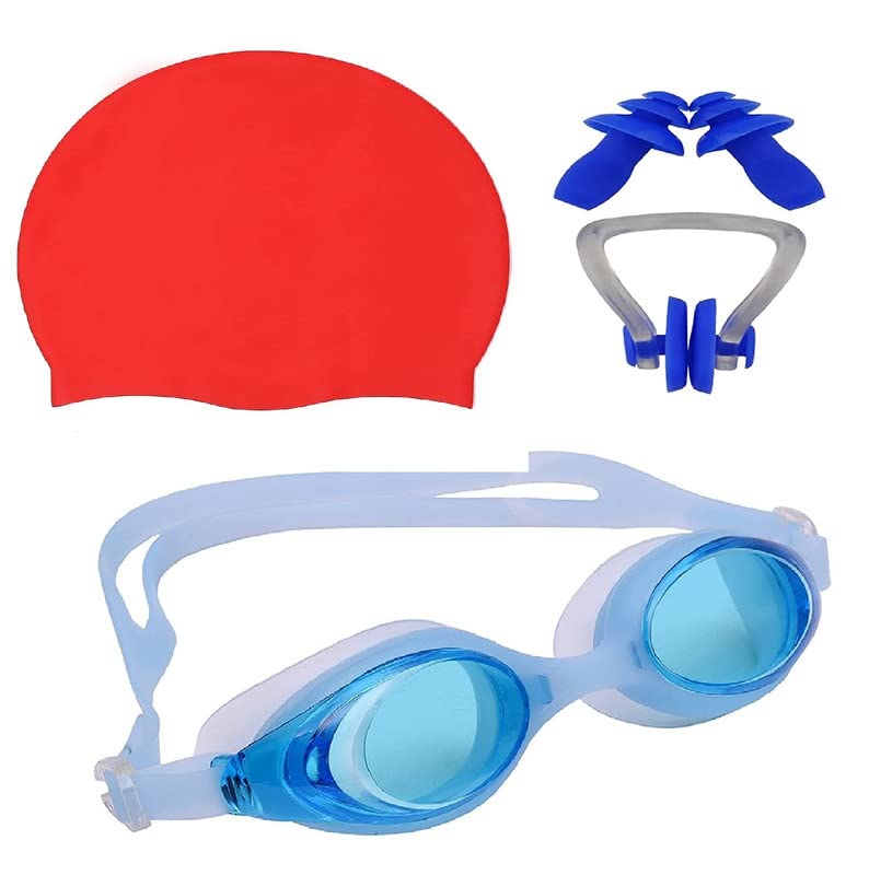 JMT Wear Swimming Kit with Antifog Goggles,Silicone Cap Noseclip,EarPlugs for Men,Women,Boys,Girls,Kids and Adult-Red (B09WDH53XV) Amazon Price History, Amazon Price Tracker