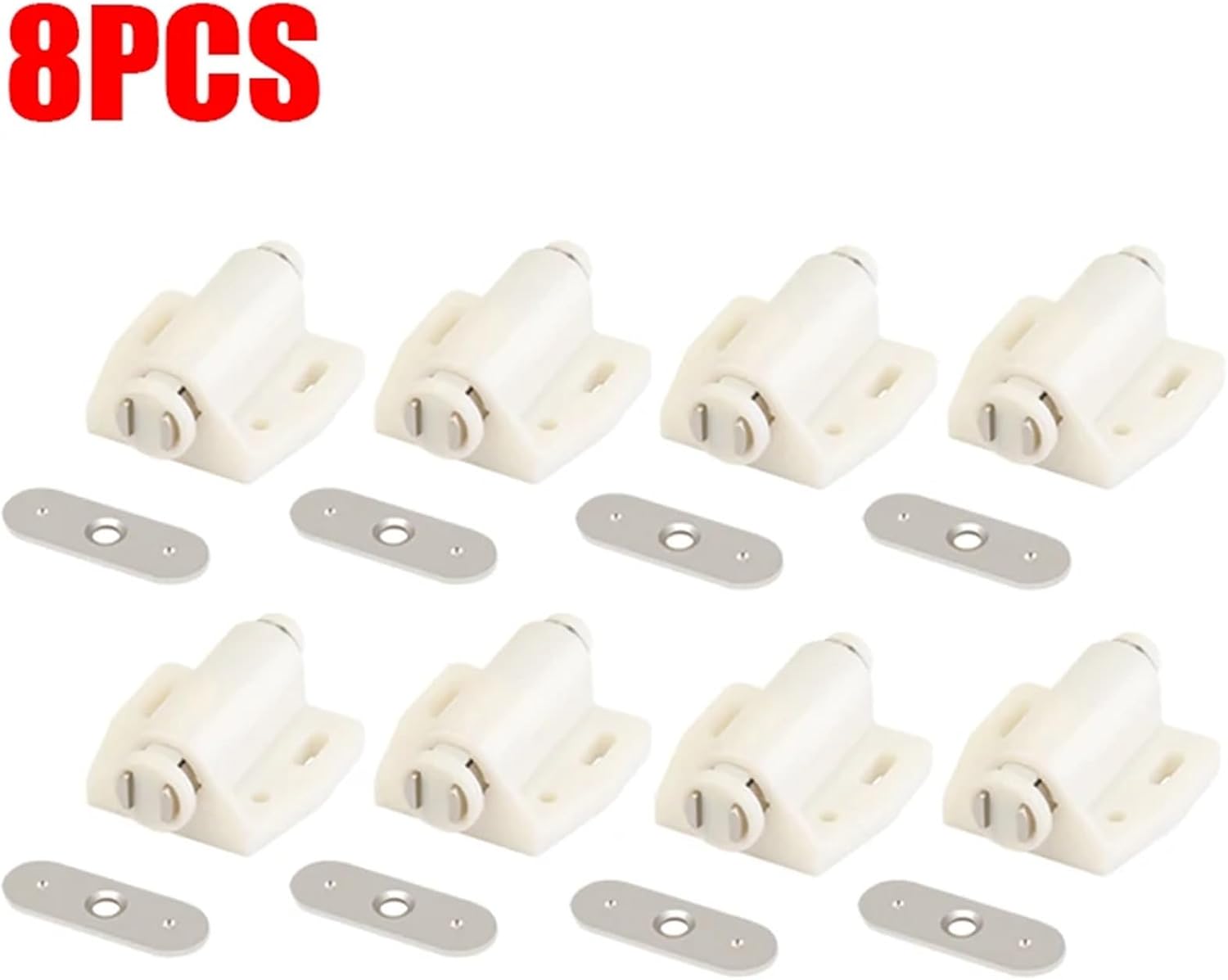 4/8pcs Single Magnet Cabinet Catches Invisible Furniture Door Stopper Rebounder Cupboard Wardrobe Door Closer Closures(White- 8PCS)