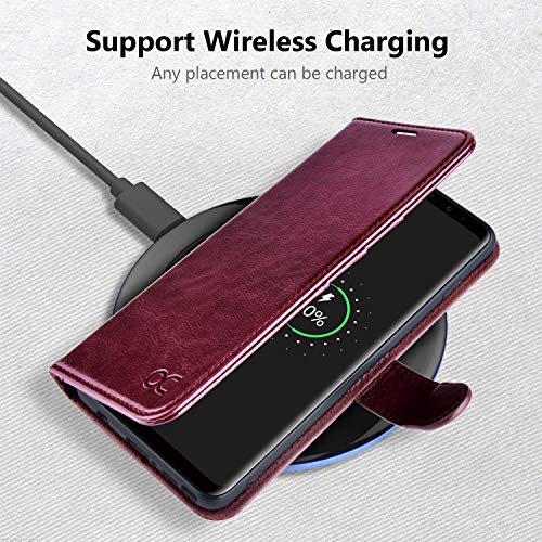 Ocase Galaxy Note 8 Case, Samsung Galaxy Note 8 Wallet Case [Tpu Shockproof Interior Protective Case] [Card Slot] [Kickstand] [Magnetic Closure] Leather Flip Cover For Samsung Galaxy Note8 - Burgundy #TOP4