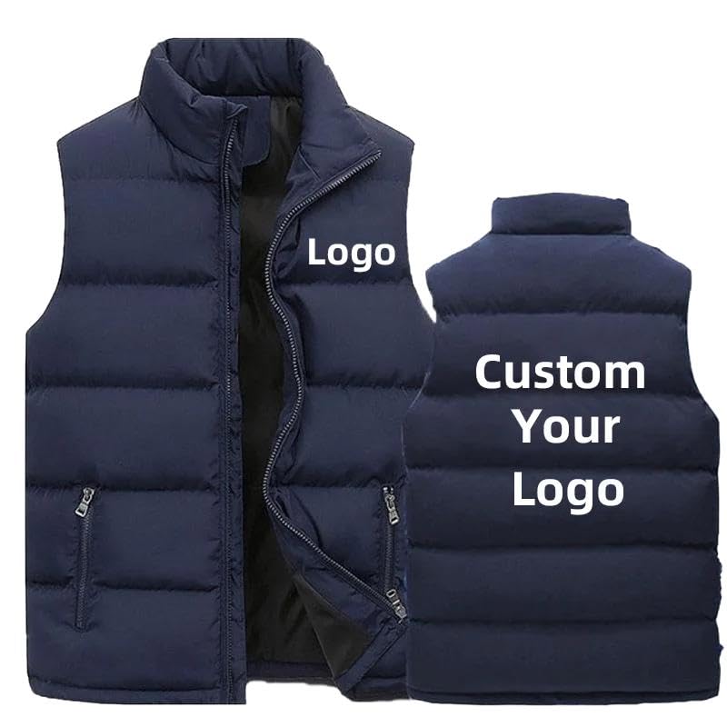Custom Logo Autumn Winter Men Coats Jackets Vest Fashion Thick Stand Collar Cotton Personalized Jacket Sleeveless3