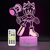 3D LED Illusion Lamp Sonic Night Light for Kids, Sonic Amy Design with Girls Birthday for Gift with...