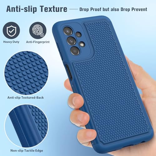 Image of FNTCASE for Samsung Galaxy A23 5G Case: (Samsung Galaxy A23 4G LTE) Dual Layer Protective Heavy Duty Cell Phone Cover Shockproof Rugged with Non Slip Textured Back Bumper - 6.6inch Blue