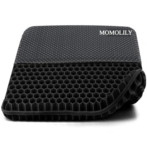 MOMOLILY Großes Gelsitzkissen,Orthopädisches Sitzkissen,Sitzkissen bürostuhl – doppellagig und extra dick,rutschfest und atmungsaktiv,geeignet für Bürostühle,Autos,Küchenstühle,Rollstühle und mehr.