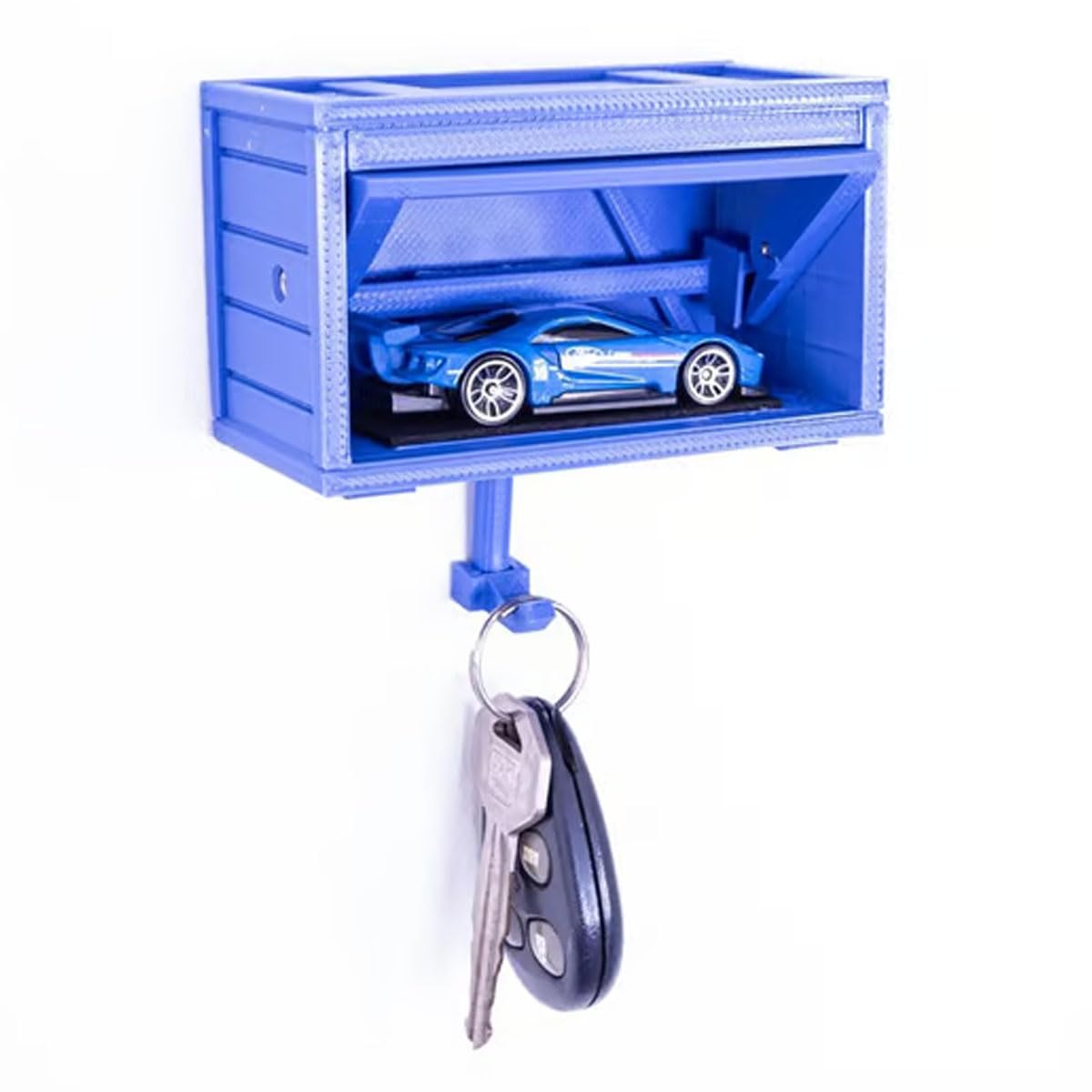 Porte-clés Mural Garage Miniature Avec Porte Qui S'ouvre - Support En Bois, Décoration D'entrée | Rangement Clés Original