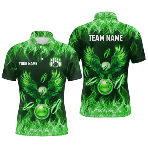 Eagle Flame Custom Bowling Team Shirts for Men and Women Bowling League Bowling Polo Shirt and Bowling Quarter Zip Shirt