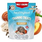 healthybud Mini Dog Training Treats - Soft Trainer Bites, 500+ Bits, 1 kCal per Bite, 6.5oz, Reishi, Lion’s Mane, Salmon Oil, Puppy Chews (Chicken)