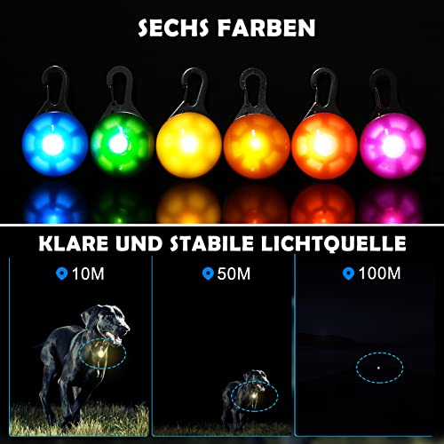 Faburo 6pcs Hunde Leuchtanhänger Sicherheits Clip-On LED Licht 3 Blinkmodis