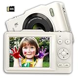 デジタルカメラ 4K対応小型 30FPS、6800万画素のコンビネーション、HD 1080Pビデオ撮影可能、3インチ画面、充電式、16倍デジタルズーム 初心者に最適、クリスマス用ポケットカメラ、子供の誕生日にも 軽量で持ち運び便利 32GB Micro SDカード付き