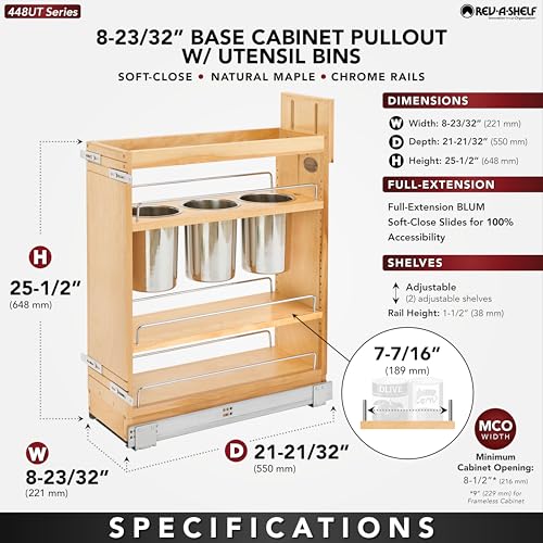 Image of Rev-A-Shelf Pullout Organizer w /Soft-Close, Min Cabinet Opening 8.5 inch W