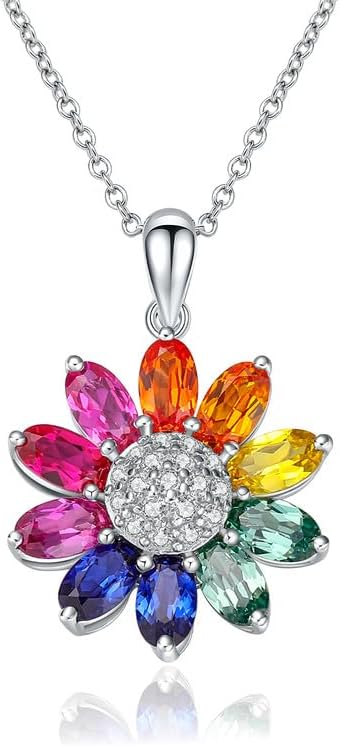 Dainty Sunflower Necklace 925 Sterling Silver White Gold Plated Leaf Clover Pendant Necklaces for Women Teen Girls Fashion Jewelry