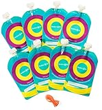 Reusable Baby Food Pouch (8-Pack) - Refillable 7 oz. Toddler Squeeze Pouches w/Leak Proof Cap - Ideal for Homemade Puree, Drinks, Snacks, Yogurt, Pudding