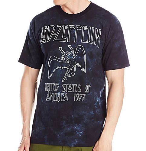 Liquid Blue mens Led Zeppelin Usa Tour 77 Tie Dye Short Sleeve T-shirt T Shirt, Tie Dye/Multi, 3X-Large US