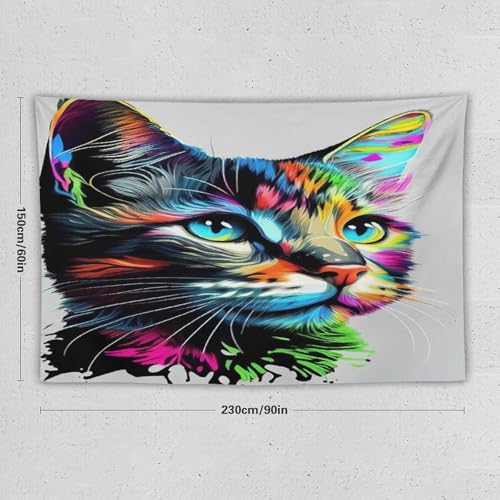 Tapis mural esthetique chat PAZZK deco murale grand format