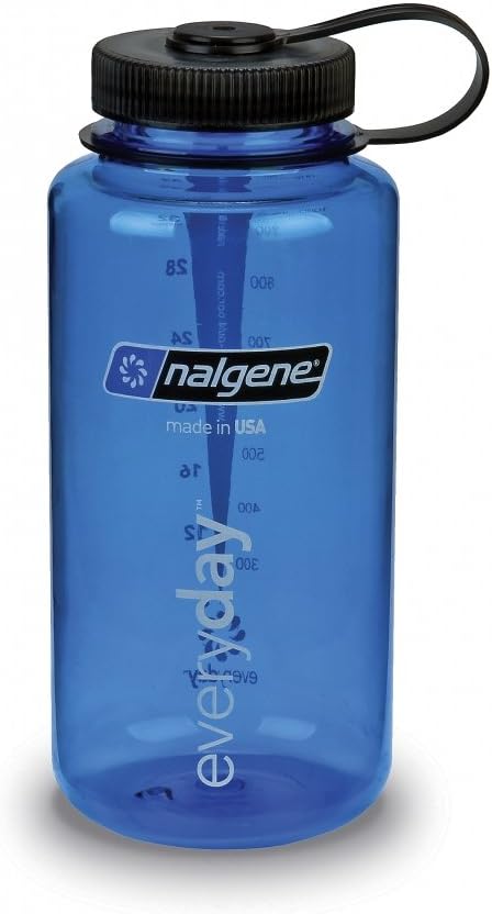 Nalgene Tritan Wide Mouth BPA-Free Water Bottle, Blue w/Black Cap, 32-Ounces