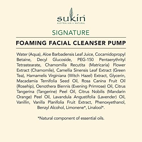 Sukin Foaming Facial Cleanser Pump, Gentle Gel Cleanser With Green Tea, Aloe Vera & Chamomile To Purify, Soothe & Tighten Skin, 4.23 Fl Oz #TOP5