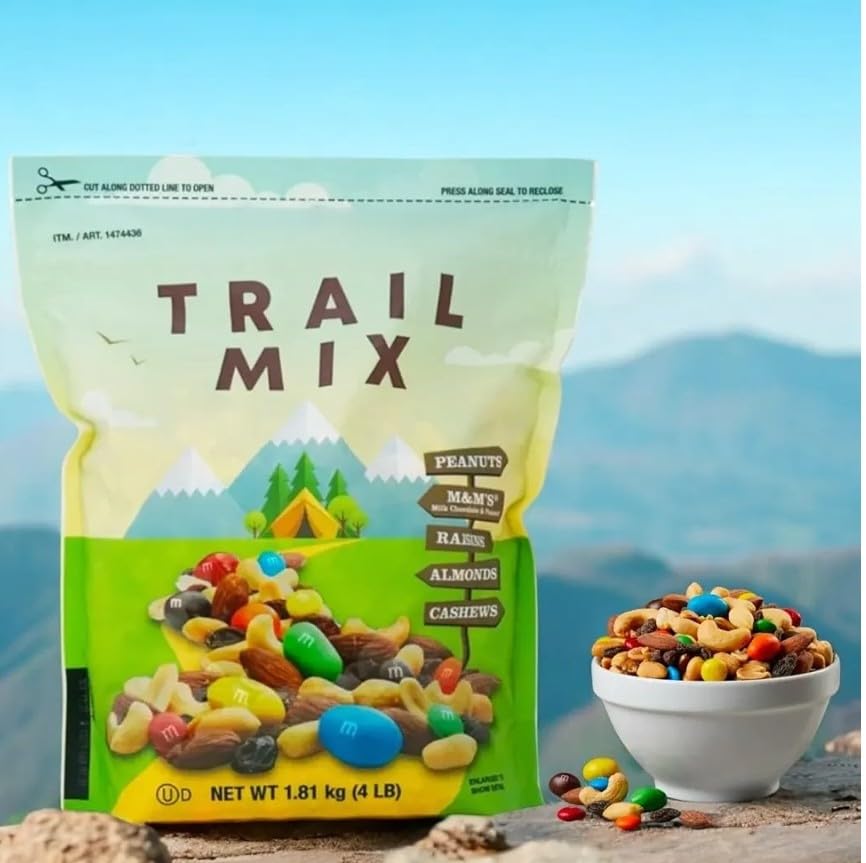 Kirkland Trail Mix with Milk Chocolate Candy, Peanuts, Raisins, Almonds & Cashews – Kosher Dairy, 4 lbs Resealable Bag