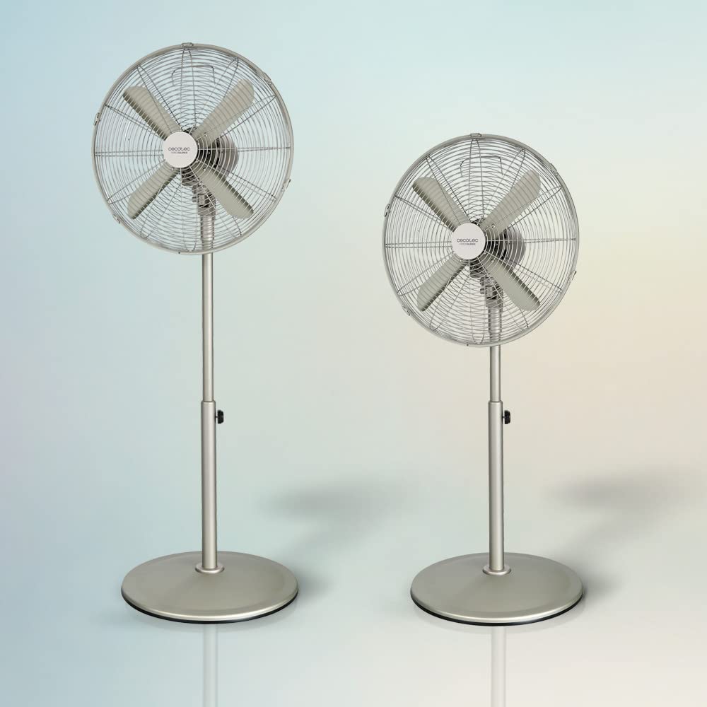 Cecotec Standventilator EnergySilence 610 Steelstyle 50 W Stahl-Finish 40,6 cm 3 Geschwindigkeiten Oszillation höhenverstellbar