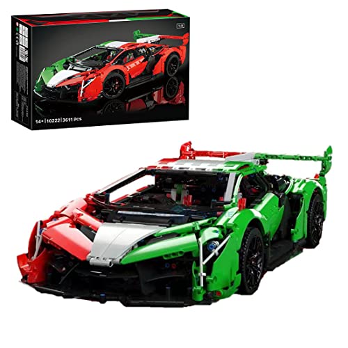 AMOC Technik Statische Version Sportwagen Baukasten für Lamborghini, 3611 Teile+ 1:8 Sportwagen Bauset, Kompatibel mit…