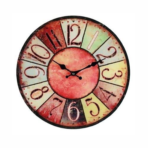 Vevendo Wanduhr Vintage Colors - rot - farbenfrohe Glasuhr im modernen Design mit arabischen Ziffern, Ø: 38 cm Cover