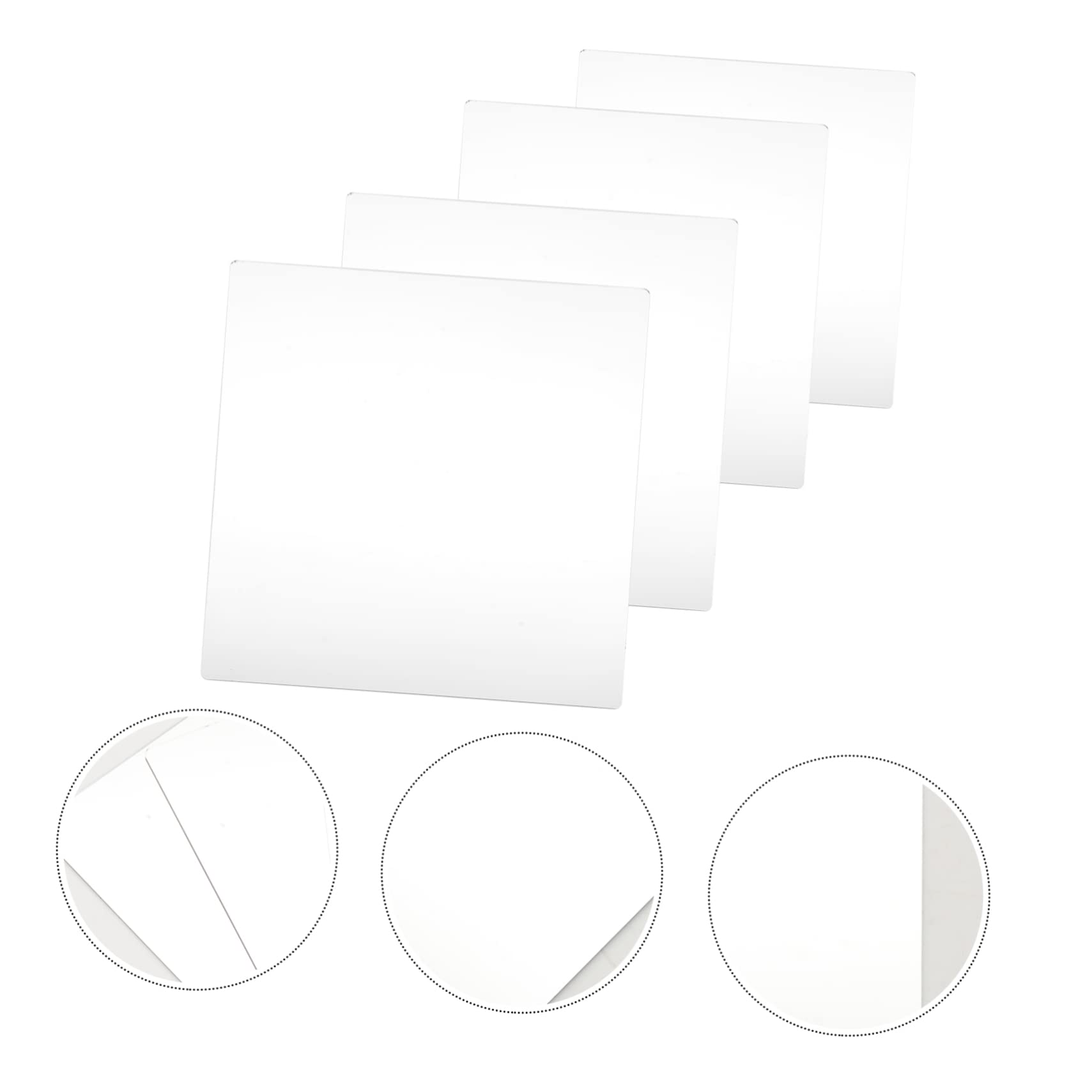 4 Stück Selbstklebende Acryl Spiegelquadrate für Wanddekoration mit Abgerundeten Ecken und Praktischer Anwendung im Bad oder Wohnzimmer