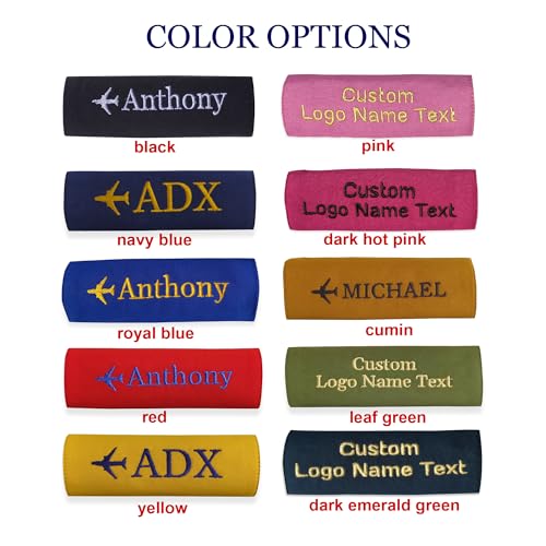 Personalized Luggage Handle Wrap Finder | Custom Embroidered Icon Monograms or Short Text ID Tag | Cover Identifier Marker for Suitcase or Bag | Grips Accessories for Travel by ACORD EU (Navy Blue)4