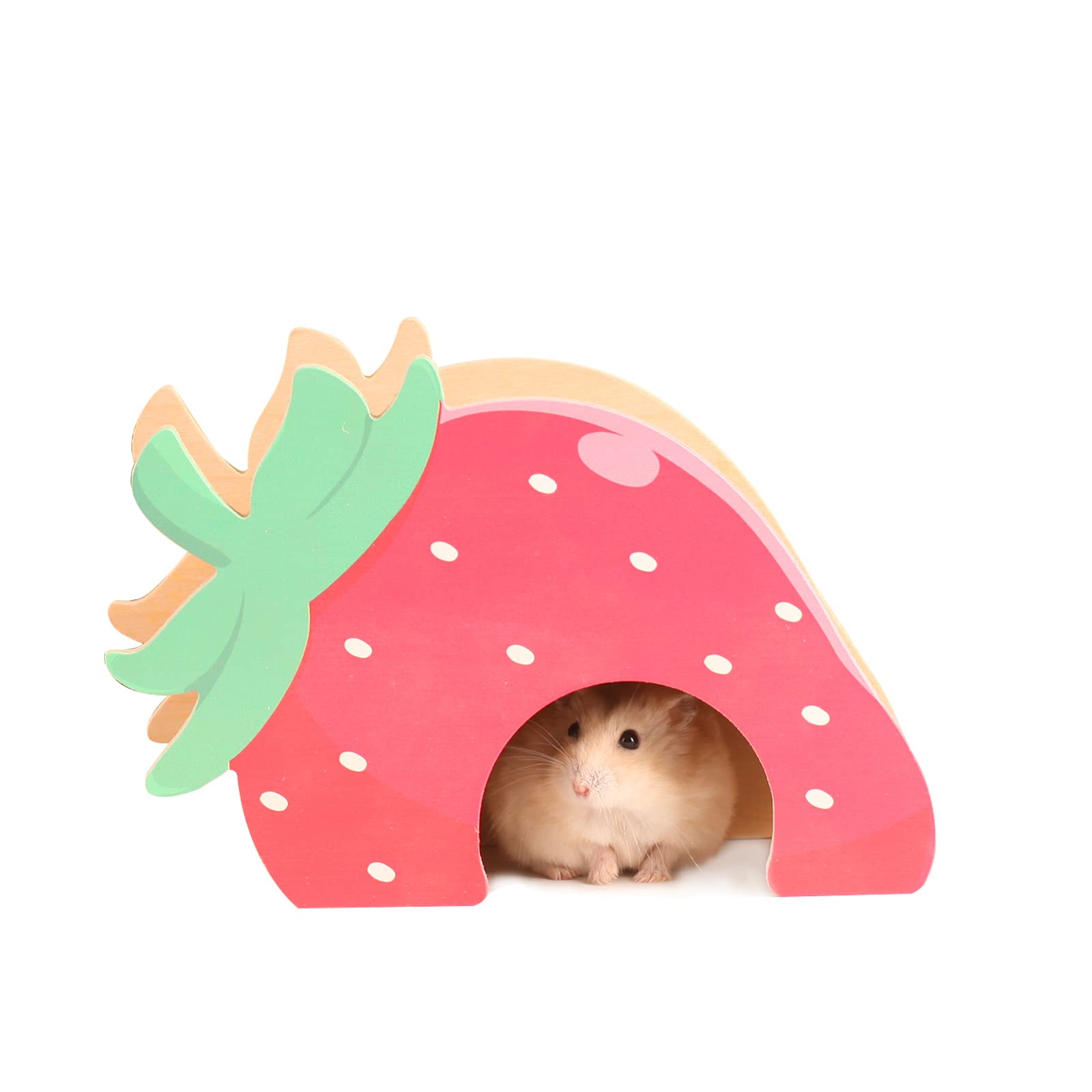 Amazon Bucatstate ハムスター ウッドハウス いちご型 木 隠れ家 かわいいハウス 大きい 19 5 8 7 13cm Bucatstate 飼育ケージ内装 通販