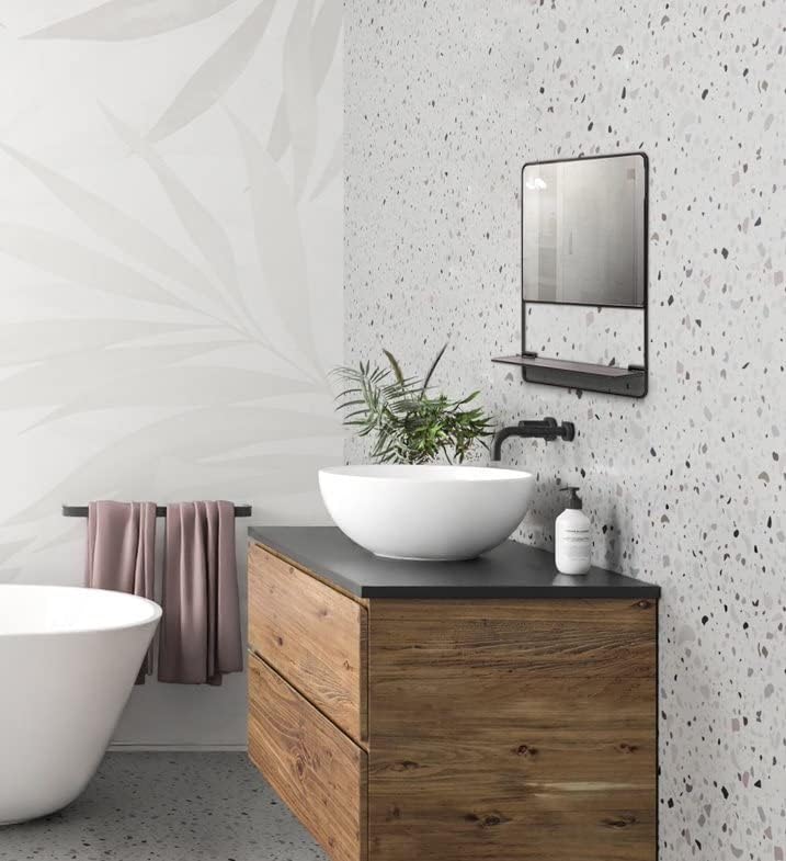 Miniatura 6 de Truu Design Espejo cuadrado decorativo con estante plegable, 16 x 12 pulgadas, negro