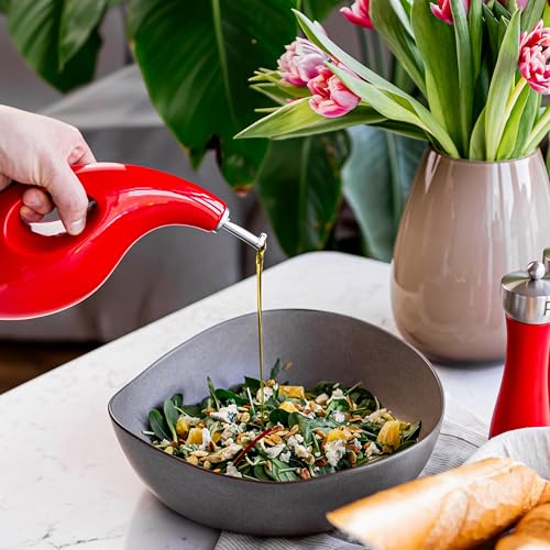 Ceramic Oil Dispenser Bottle with Stainless Steel Pourers - 700ml - Image 3