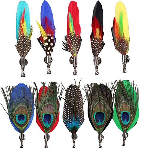 Lapel Pin Flower Boutonniere Men's Brooch Lapel Stick Corsage for Suit 10Pcs (Style 03Pack)