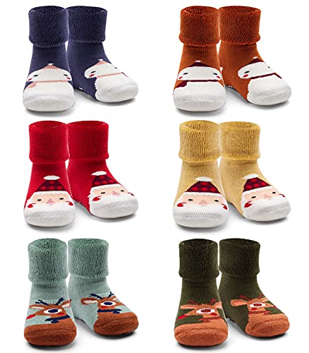 Baby Non Slip Socks Baby Boys Winter Warm Socks With Grips For Baby Girls Christmas Socks 2-4 Years #TOP28
