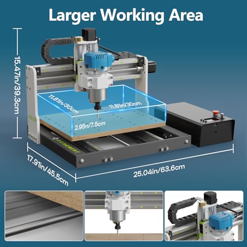 Axiscreat Fresadora CNC 3030, fresadora elétrica de 710 W, guia linear com chave de fenda, fresadora