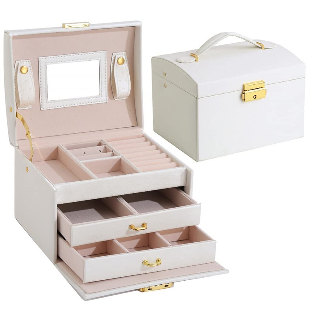 Jewelry Box Double Drawer Portable Earrings Ring Bracelet Jewelry Storage Box (Color : Black, Size : 17.5*.14*.13cm) (Black 17.5*.14*.13cm) (D 17.5*.14*.13cm)