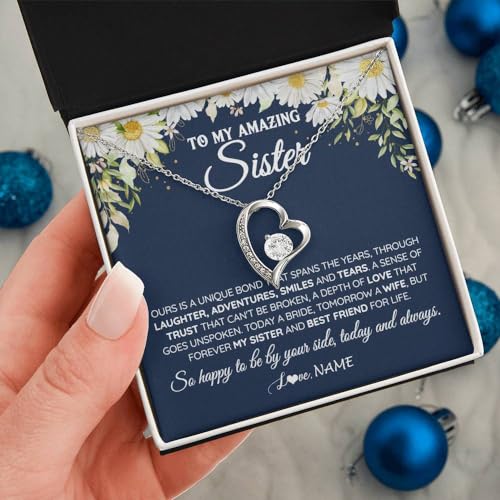 Yametee Personalized To My Sister Necklace From Brother Sister Not Even Time Floral Sister Birthday Graduation Christmas Customized Message Card2