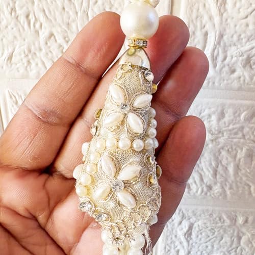 Image of Adikala Craft Store Handmade Ethnic Latkan Tassel Set of 2 for Saree Pallu, Blouse, Suits, Dupatta, Lehenga Decor (Floral Cone)