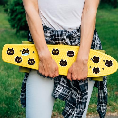Image of Black Cat Stickers Rolls - 1000 Pcs Black Cat Head Memes Waterproof Vinyl Reusable Laptop Stickers Coloring Book Scrapbook Water Bottle Page Activity Pad Birthday Party Favors Gift Skateboard