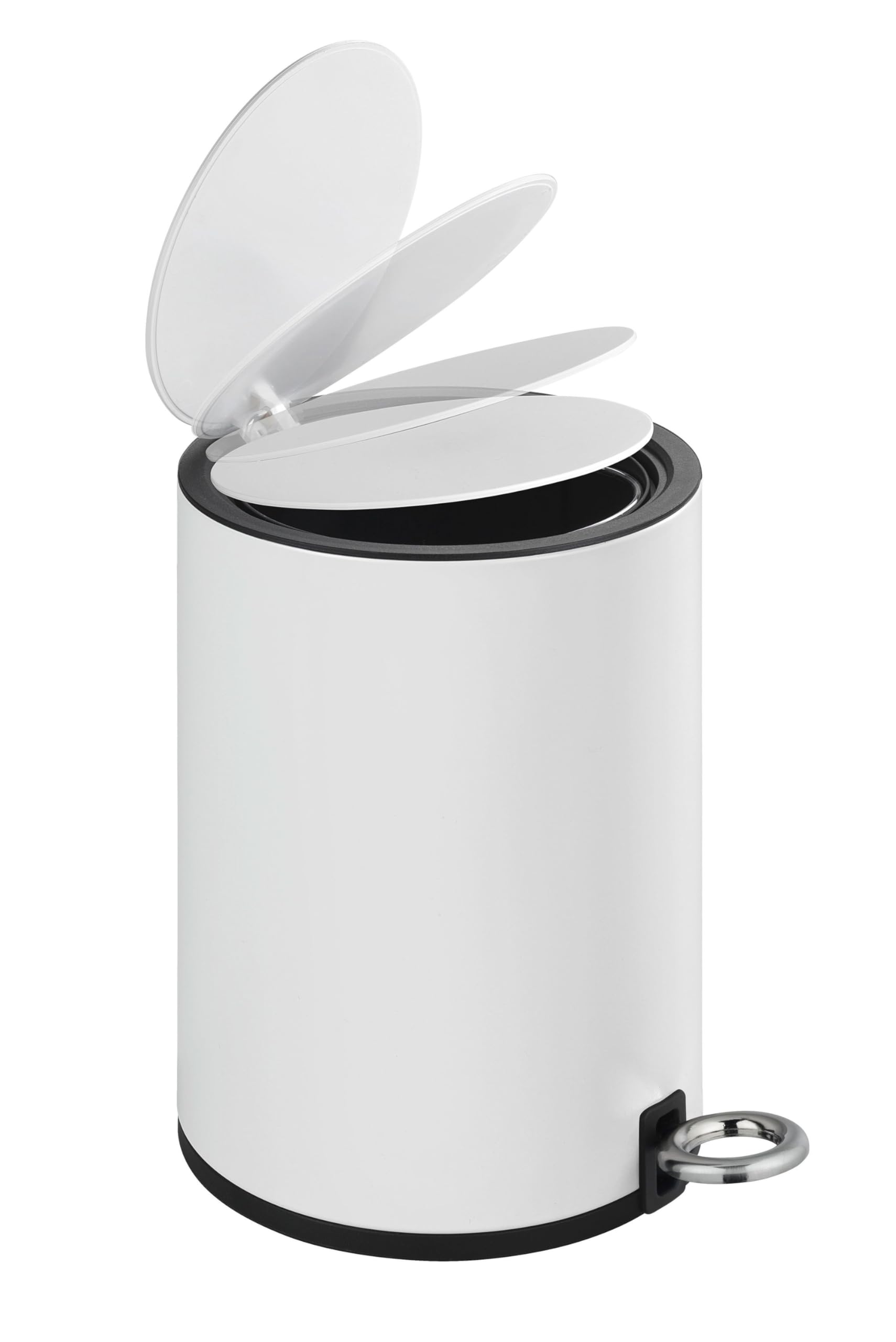 Wenko 22714100 Pattumiera a pedale Monza 3L in acciaio inox/PP/ABS, Bianco, 18.5 x 24.5 x 25.5 cm