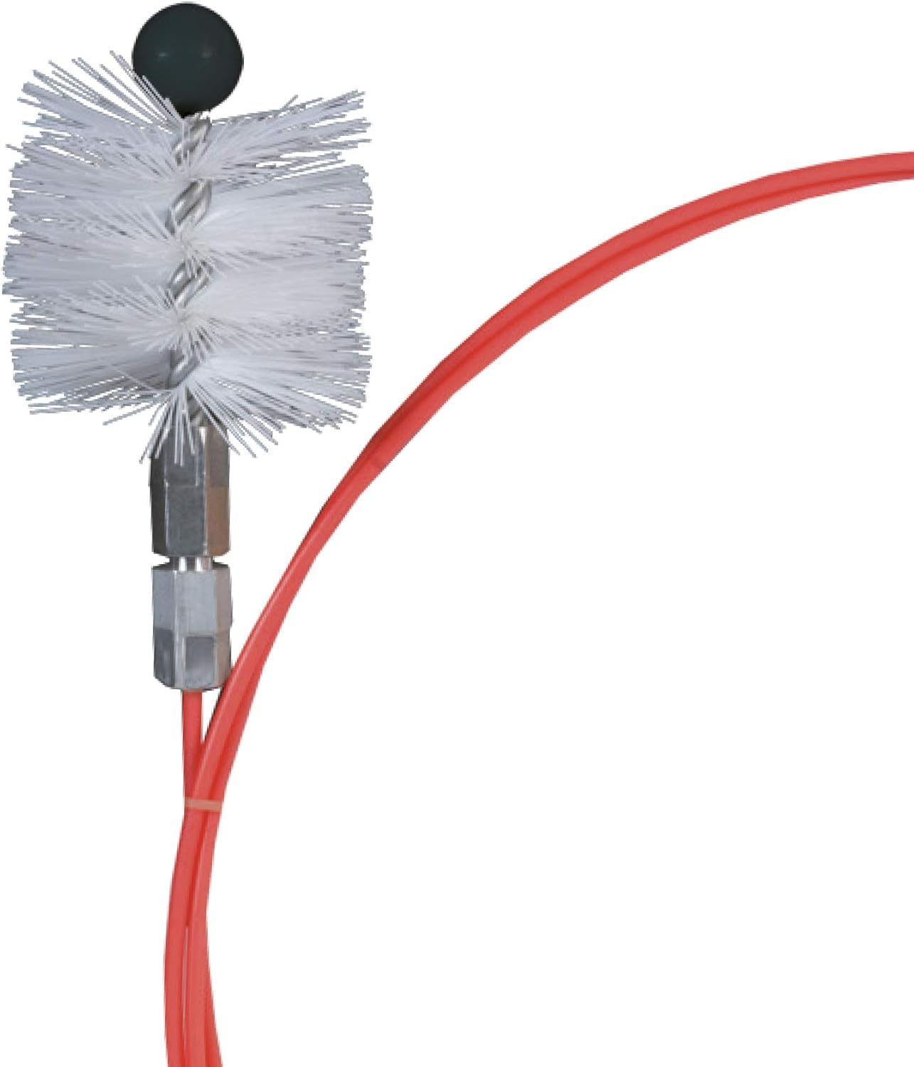 Ribimex Kit Pulizia Canne Fumarie per Stufe, Sonda Flessibile in Fibra di Vetro da 5 m, Scovolo in Nylon con Diamentro 80 mm, Filettatura Standard M 12x175, Manico Ergonomico in Plastica - PRFU8050